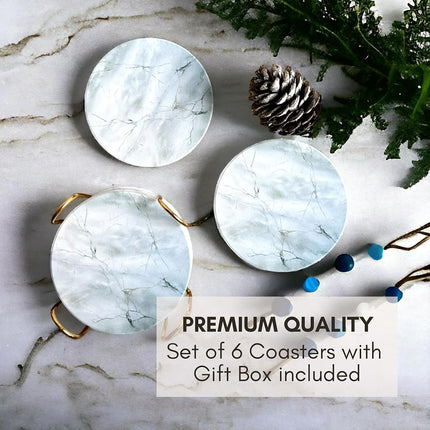 Abstract Marble Coasters with Holder Set of 6, Coffee Table Decor, Coasters for Drinks, Coasters for Coffee Table, Coaster Set, Marble Coasters, Drink Coasters, Stone Coasters for Drinks Absorbent