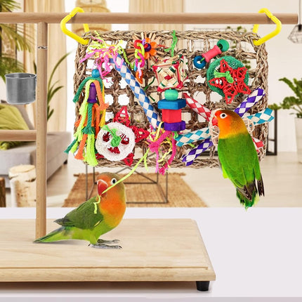KATUMO Bird Toys, Large Bird Foraging Wall Toy, Woven Climbing Hammock Mat