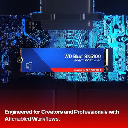WD Blue SN5100 NVMe SSD 4TB (Up to 6,900 MB/s read speeds, M.2 2280, PCIe Gen 4.0, nCache 4.0, SANDISK 3D CBA NAND technology, Acronis True Image data migration software) POWERED BY SANDISK