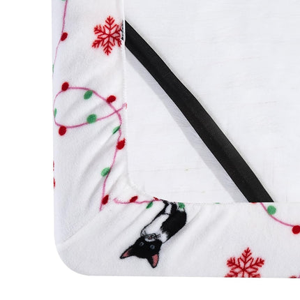 Elegant Comfort Luxuriously Soft 4-Piece Holiday Velvet Plush Flannel Sheet Set - Premium Quality - Cozy Warm, Christmas Fuzzy Velvet Flannel Fleece Deep Pocket Sheet Set - Twin XL, Jingle Cats