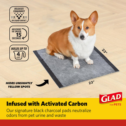 Glad for Pets Dual Action Freshness Activated Carbon Puppy Training Pads with Fragrance Release, Scented Pee Pads, Ultra Absorbent, Odor Control. 23"x23" 100ct