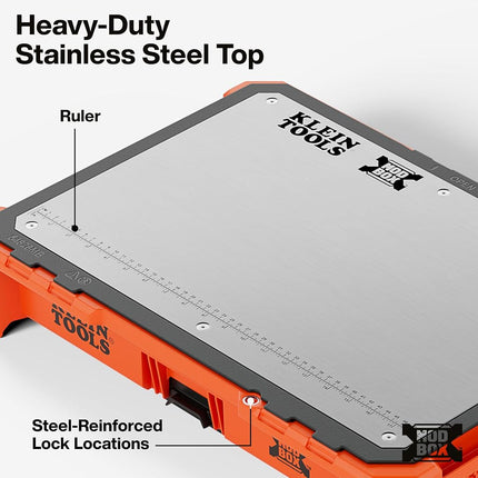Klein Tools 54826MB MODbox Tray Work Top, Portable Worktop Surface, Multi-Use Workbench Top, Stainless Steel, Modular Work Surface