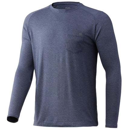 HUK Men's Waypoint Long Sleeve Performance T-Shirt +50 UPF, Sargasso Sea, S