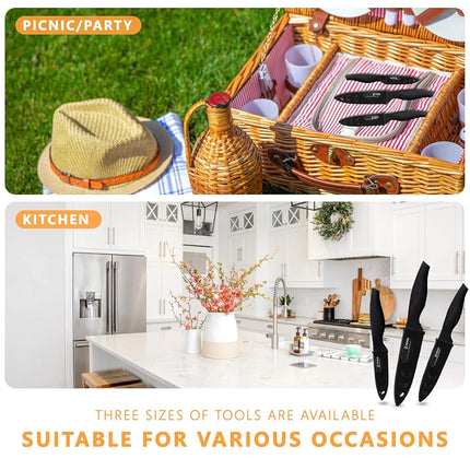 Magiware 6-Piece Paring Knife Set with Sheaths-Ceramic Blade Sharp Rust Proof Stain Resistant (include 5inch Utility Knife, 4inch Fruit Knife,3inch Paring Knifes)-Black (win0529)