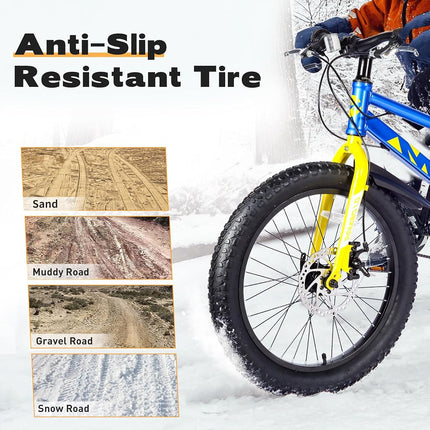 GRELiving 20x3.0 Fat Bike Tyre -76-406 Wide Tires for MTB, Electric-Bicycle, Beach Cruiser- Superior Comfort & Traction (Black-2xTyres+2xLevers, 20x3.0 Inches)