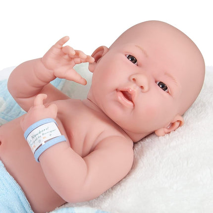 JC TOYS-La Newborn Baby Doll, Blue with White (18064)