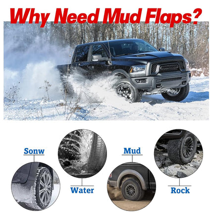 BDFHYK Mud Flaps Splash Guards 4PCS Front & Rear Side Mud Guards Compatible for 2009-2022 Dodge Ram 1500 2500 3500 Without OEM Fender Flares