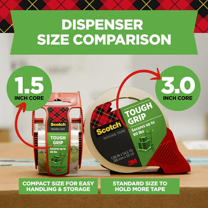 Scotch Tough Grip Moving Packaging Tape with Dispenser, 6 ct. 1.88 in x 22.2 y (150-6)