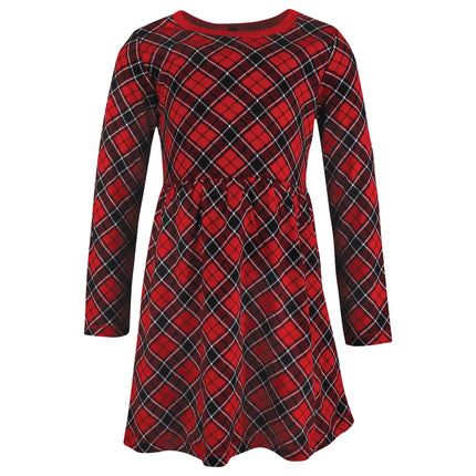 Hudson Baby Baby Girls' Cotton Dresses, Black Red Plaid, 12-18 Months