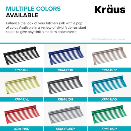 Égouttoir enroulable, passoire et dessous de plat KRAUS Multipurpose Workstation Sink en noir, KRM-11BL