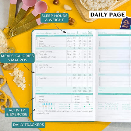 Legend Wellness Planner & Food Journal – Daily Diet & Health Journal with Weight Loss, Measurement & Exercise Trackers – Lifestyle & Nutrition Diary – Lasts 6 Months, A5 size – Dark Teal