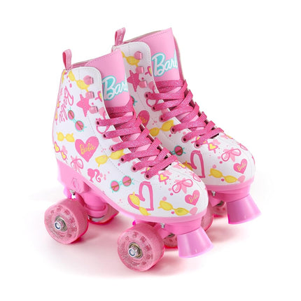BARBIE Roller Skates for Girls - Adjustable Sizes 12-2, Glitter Wheels, ABEC 5 Bearings - Durable PVC Material, Foam Shoe Lining - Perfect for Active Fun and Adventures, Size 12-2