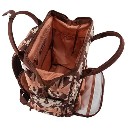 Wrangler Aztec Backpack Organized Daypack Travel Baby Bag with Stroller Strap and Side Bottle Pockets, Angel Brown, Daypack Backpacks WG-BG-2204-9110-BR