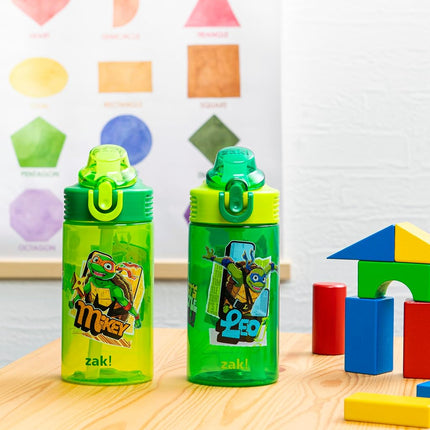 Zak Designs TMNT Sage 16oz Leak-Proof Straw Kids Water Bottle, 2-Pack