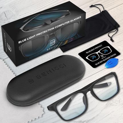 Stylish Blue Light Blocking Glasses for Women or Men - Ease Computer and Digital Eye Strain, Dry Eyes, Headaches and Blurry Vision - Instantly Blocks Glare from Computers and Phone Screens w/Case