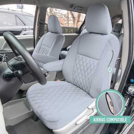 FH GROUP Housses de siège sur mesure en néoprène pour Toyota Sienna 2011-2020 avec insert Neosupreme résistant à l'eau - Ensemble avant CM5020SOLIDGRAY-FRONT-AVC