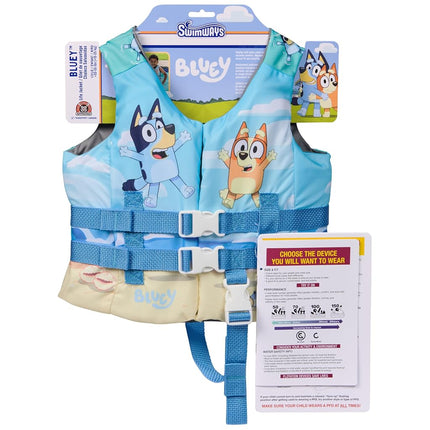 SwimWays Bluey Life Jacket, US Coast Guard Approved Kids Swim Vest, 100-120kg, Blue