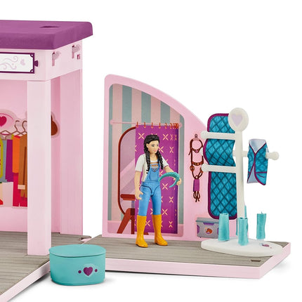 SCHLEICH HORSE CLUB 42587 Sofia's Beauties 25-Teilige Pop-Up Pferdesalon Boutique mit Pferd mit Mähne, Figuren und Zubehör zum Striegeln, Pferde Spielzeug ab 4 Jahren