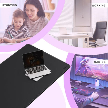VYAAA Leather Desk Mat, 51''×27.5'' Large Mouse Pad, Desktop Protector Desk Cover, Multifunctional Keyboard Mouse Pad Desk Accessories for Home or Office (Black)