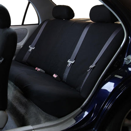 FH GROUP FH-FB050115 + F14403 Full Set Flat Cloth Car Seat Covers with Premium Carpet Floor Mats, Solid Black- Fit Most Car, Truck, Suv, or Van