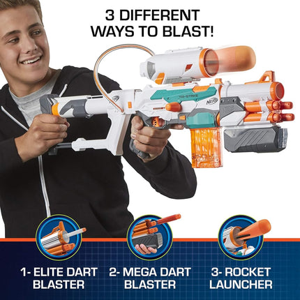 Nerf Modulus Tri-Strike Blaster - Create 3 Different Blasters - Fire Elite, Mega, or Rocket Darts - Comes with Barrel, Stock, Darts
