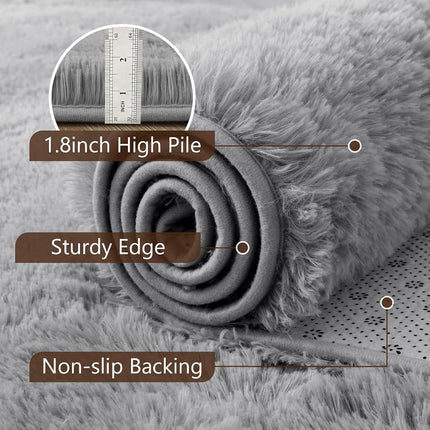 Noahas Fluffy Grey Rug for Living Room,5x8 Area Rugs,Thick Plush Shag Rug,Shaggy Rugs for Bedroom,Big Fuzzy Carpet,Comfy Kids Rugs,Large Living Room Rugs,Soft Nursery Rug for Baby,Living Room Decor