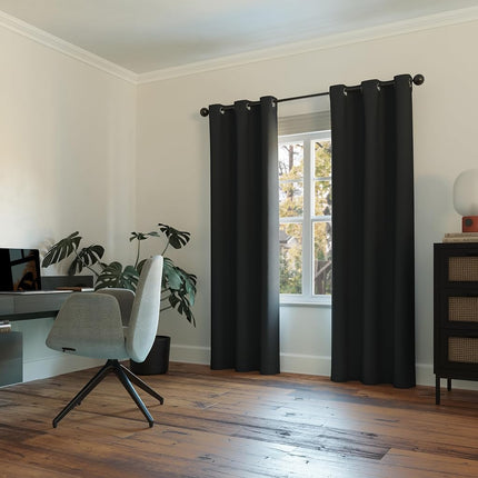 Sun Zero Easton Energy Saving Blackout Grommet Curtain Panel, 40" x 108", Black
