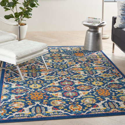 Nourison Allur Contemporary Navy Multicolor 5'3" x 7'3" Area Rug, Easy Clean, Non Shedding, Bed Room, Living Room, Dining Room, Kitchen (5x7)