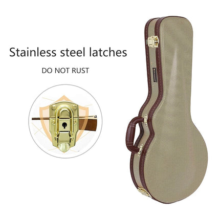 Crossrock Wooden Case, Designed for F-Style Mandolin, Wooden Hardshell, Sponge Lining, Metal Feet, Storage Space-Vinyl Tweed (CRW620MFTW)