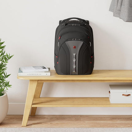 Wenger Legacy 16" Laptop Backpack, TripleProtect Padded Compartment, Airflow Back Panel, Comfort‑Fit Straps, CaseBase Stabilizing Platform, Black/Grey