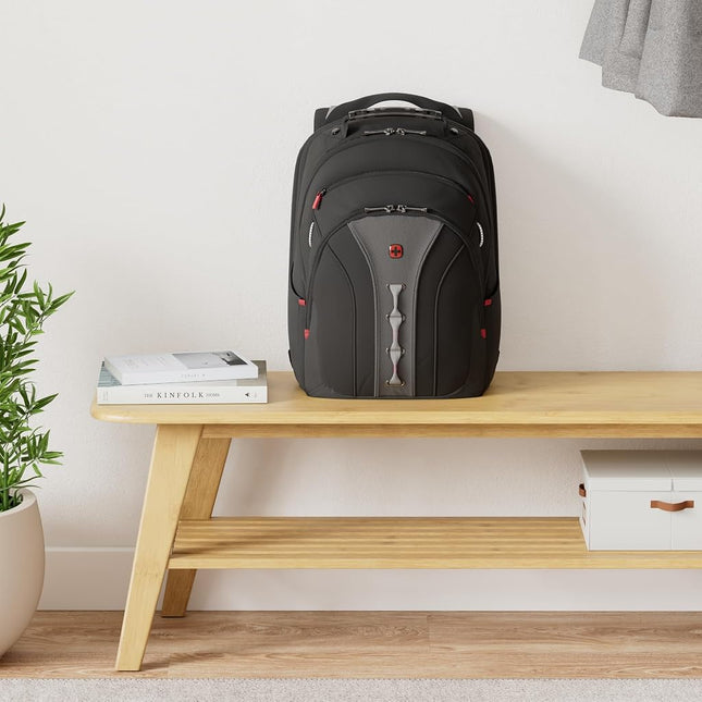 Wenger Legacy 16" Laptop Backpack, TripleProtect Padded Compartment, Airflow Back Panel, Comfort‑Fit Straps, CaseBase Stabilizing Platform, Black/Grey