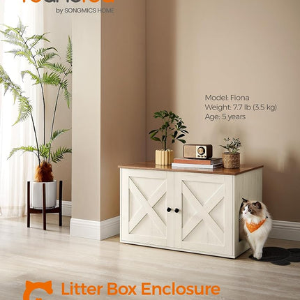 Feandrea Cat Litter Box Enclosure, End Table, 31.5 x 20.9 x 19.7 Inches