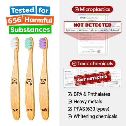 Dr. Noah Microplastic-Free Bamboo Baby Toothbrush, Dentist Designed, 6 Pack