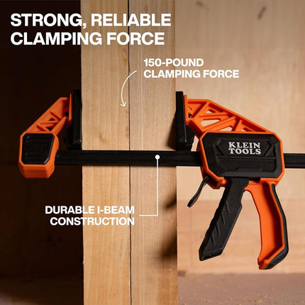 Klein Tools 47550 Bar Clamp, Speed-Klamp 6-Inch, Clamp/Spreader 2-Pack, 150-Pound Clamping Force, One-Handed-Operation for Woodworking and Metal Projects