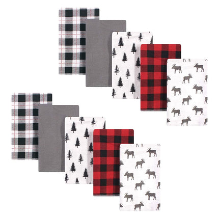 Hudson Baby Langes en flanelle de coton pour bébé unisexe, motif élan à carreaux, taille unique