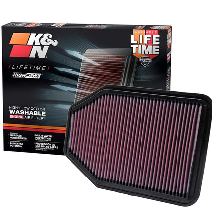 K&N Engine Air Filter: High Performance, Premium, Washable, Panel Filter: 2007-2018 Wrangler, 33-2364