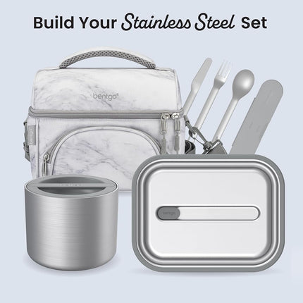 Bentgo Stainless - Leak-Proof Bento-Style Lunch Box with Removable Divider - Airtight Lid, Sustainable 5 Cup Capacity, Odor & Stain Resistant for On-the-Go Eating for Adults & Teens (Stainless Steel)