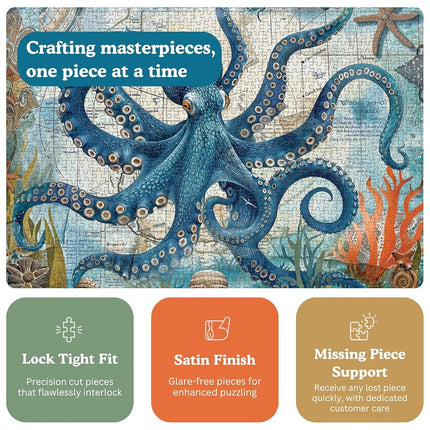 Neptune's Navigator: The Octopus Voyage - Best 1000 Piece Jigsaw Puzzle for Adults, Eco-Friendly, Ocean Exploration Theme with Satin Finish - by Cross & Glory