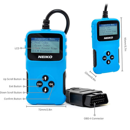 NEIKO 40500A Escáner OBD2 para coche, decodificador de códigos, lector y borrador de luz de motor, diagnóstico automotriz, lectura y borrado de códigos de emisión y avería 9, lector de códigos, herramienta de diagnóstico de escáner OBD2