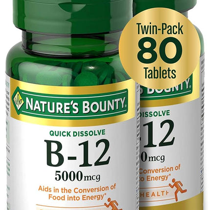 Nature's Bounty B12 Twin Pack, 40+40 Quick Dissolv