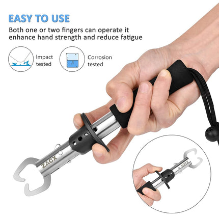 ZACX Fishing Pliers, Fish Lip Gripper Muti-Function Pliers Set,Braid Cutters Split Ring Pliers Hook Remover Fish Holder, Fly Fishing Tool, Fishing Gear, Fishing Gifts for Men, Black