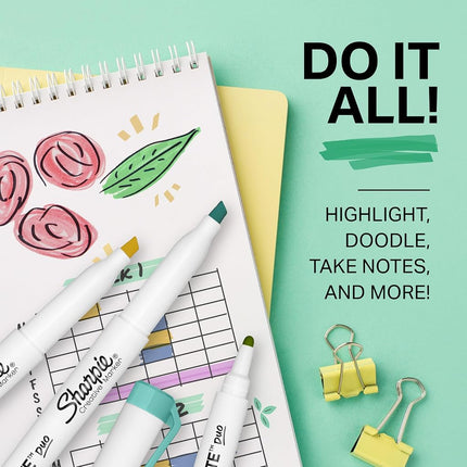 Sharpie S-Note Duo Dual-Ended Creative Markers, Part Highlighter, Part Art Marker, Assorted Colours, Fine and Chisel Tips, Includes Stand-up Easel, 16 Count