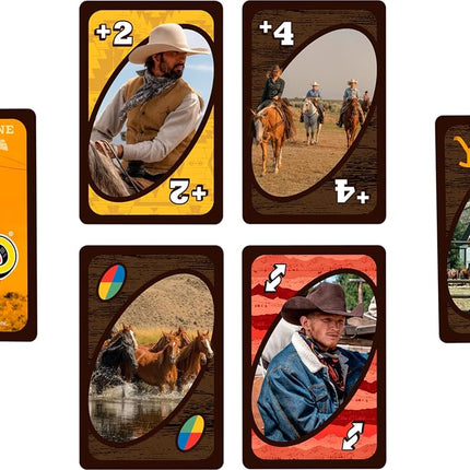 Mattel Games UNO Yellowstone Card Game for Kids, Adults, Families & Parties with Deck & Special Rule Inspired by the TV Show