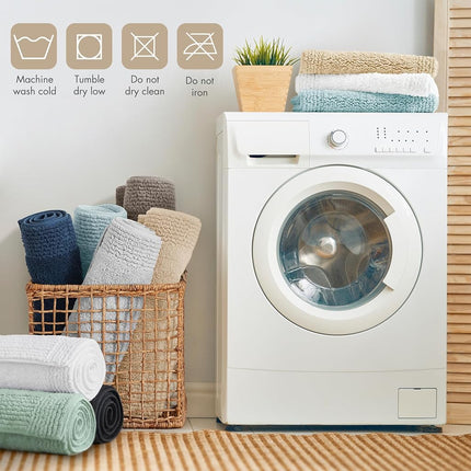 MADISON PARK SIGNATURE Splendor Reversible 100% Cotton Tufted Bathroom Rug-3000 GSM Hotel Quality Luxurious Plush High Pile Bath Mat Absorbent, Quick Dry, Shower Room Décor, 21x34, Natural