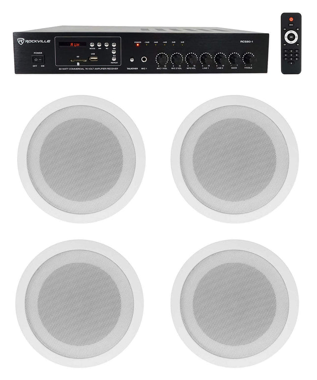 Rockville Commercial Audio Bundle: (4) CCL5T White