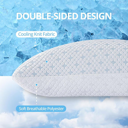 EGOHOME Cooling Shredded Memory Foam Hot, Adjustable Bed Side Back or Stomach Sleepers, Neck Sleeping, Pillow with Removable Cover, Queen(1PC), White 4 Pound