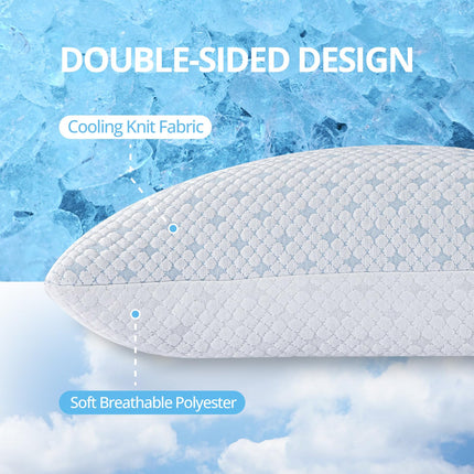 EGOHOME Cooling Shredded Memory Foam Hot, Adjustable Bed Side Back or Stomach Sleepers, Neck Sleeping, Pillow with Removable Cover, Queen(1PC), White 4 Pound