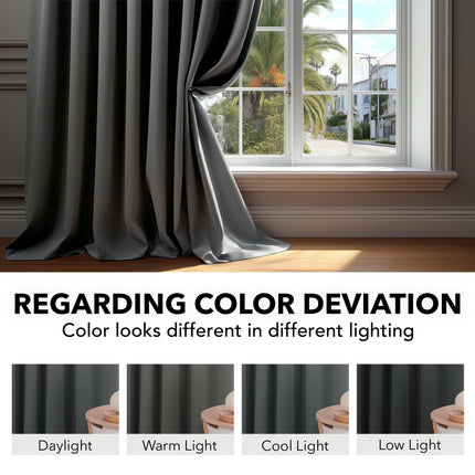 Deconovo Back Tab and Rod Pocket Drapes and Curtains - (42x95 Inch, Dark Grey, 2 Panels), Long Blackout Curtains for Sliding Glass Door