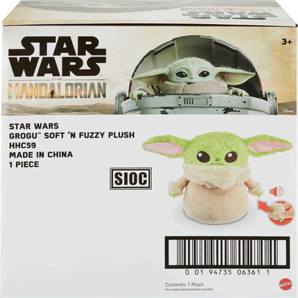 Mattel Star Wars Grogu Peluche de 30 cm, Figura Suave y Esponjosa con Sonidos, Presionar las Manos para Activar