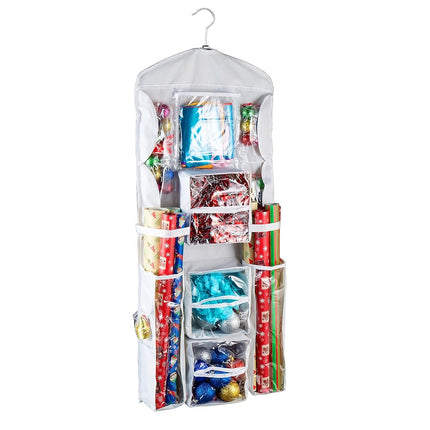 Elf Stor Double Sided | Hanging Gift Wrap and Bag Organizer | Space Saving |, White